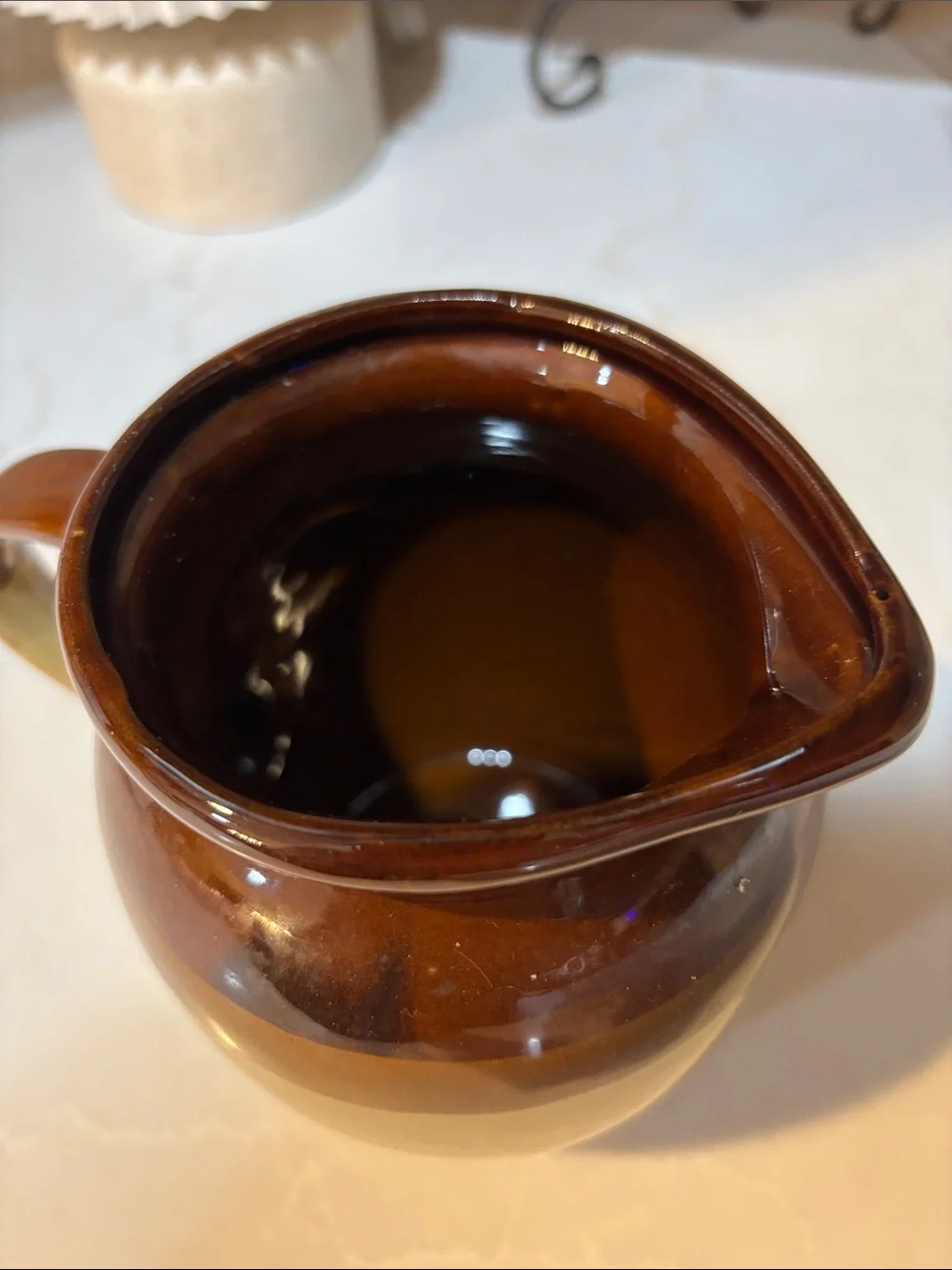 Vintage Brown and Olive Stoneware Pitcher 6